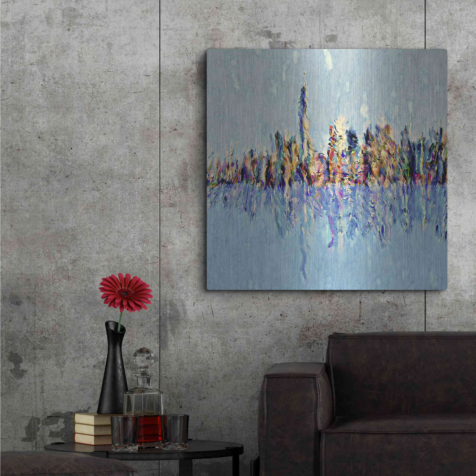 Luxe Metal Art 'New York Guache' by David Manlove, Metal Wall Art,36x36