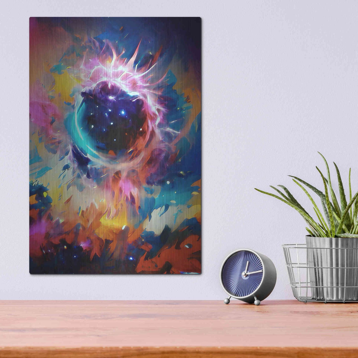 Luxe Metal Art 'Black Sun' by David Manlove, Metal Wall Art,12x16