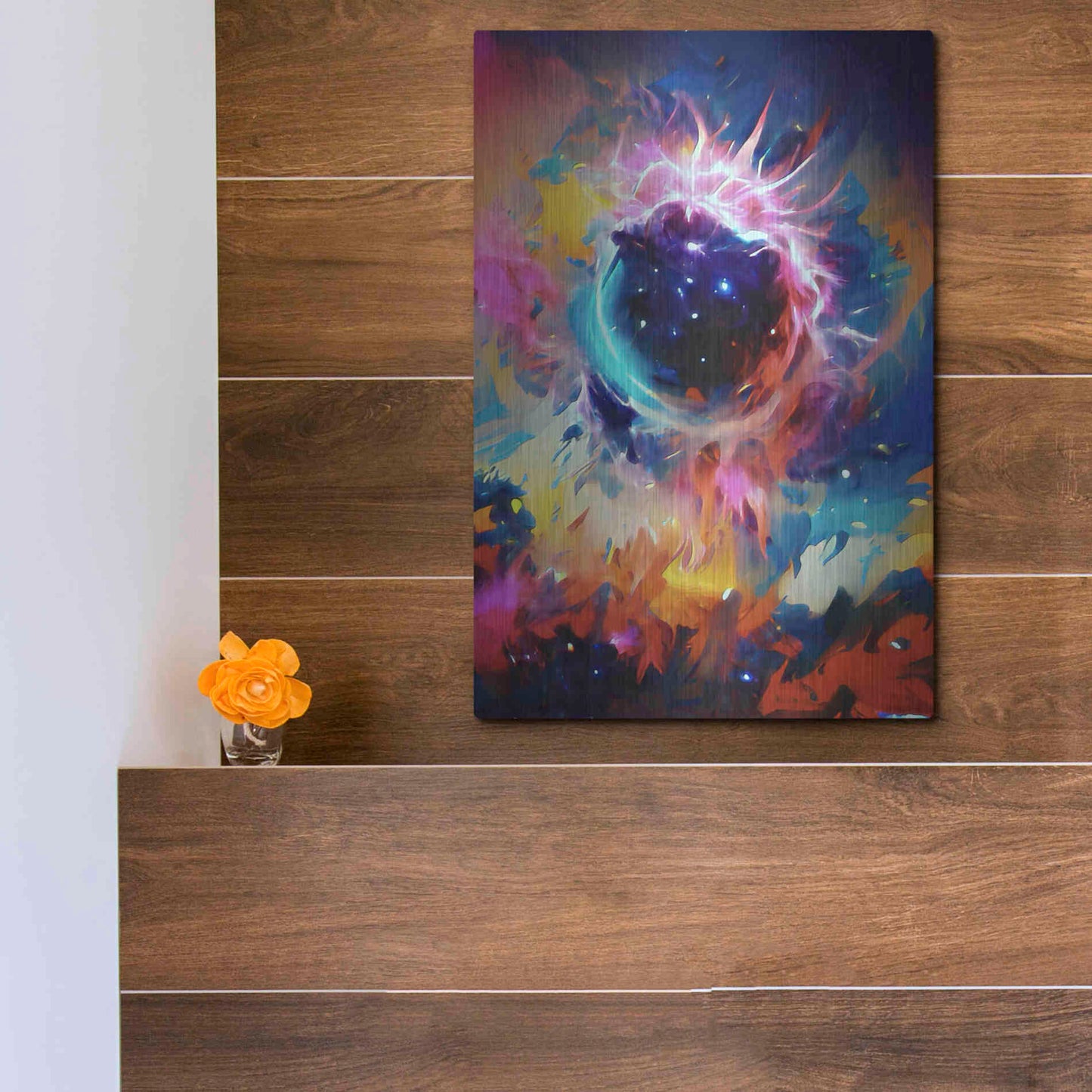 Luxe Metal Art 'Black Sun' by David Manlove, Metal Wall Art,12x16