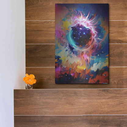 Luxe Metal Art 'Black Sun' by David Manlove, Metal Wall Art,12x16