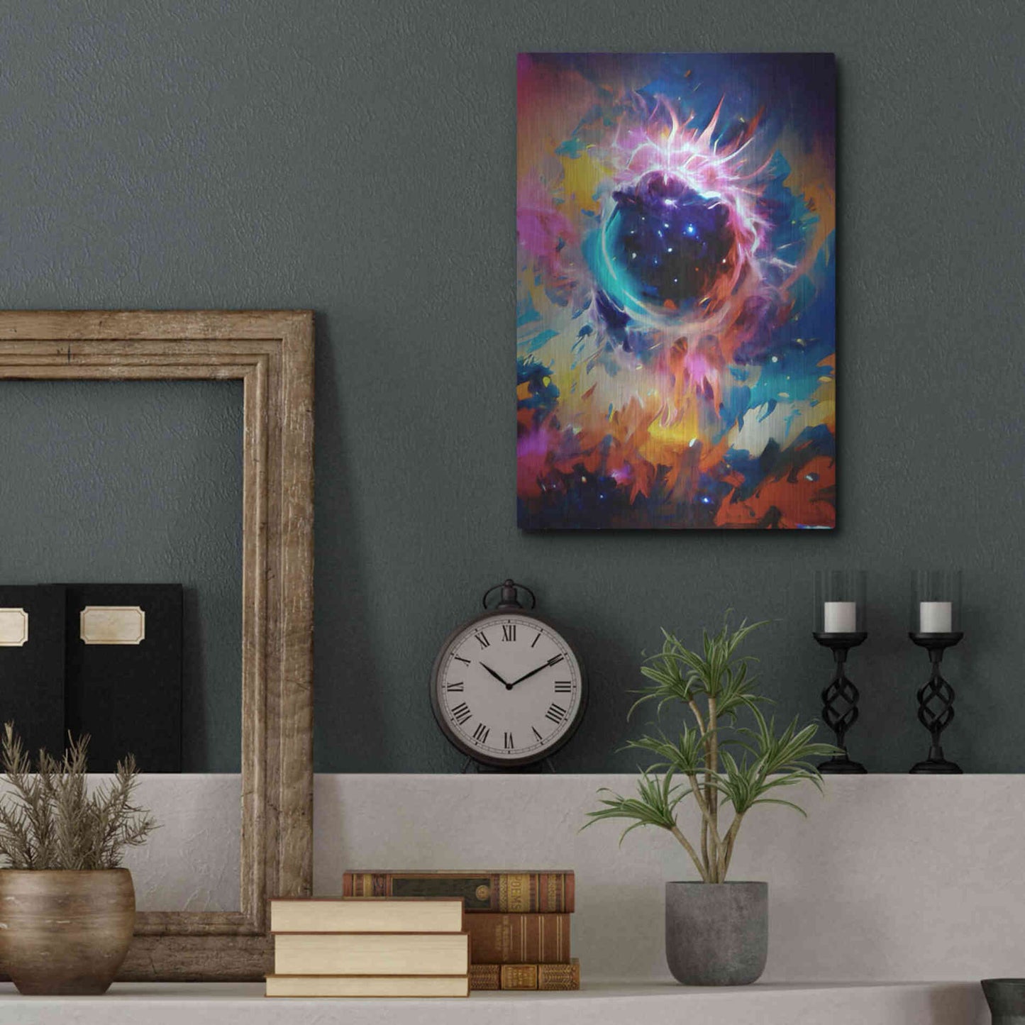 Luxe Metal Art 'Black Sun' by David Manlove, Metal Wall Art,12x16