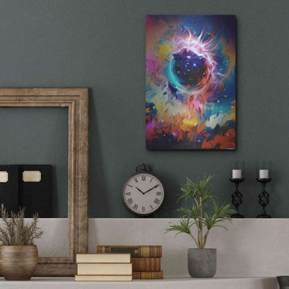 Luxe Metal Art 'Black Sun' by David Manlove, Metal Wall Art,12x16