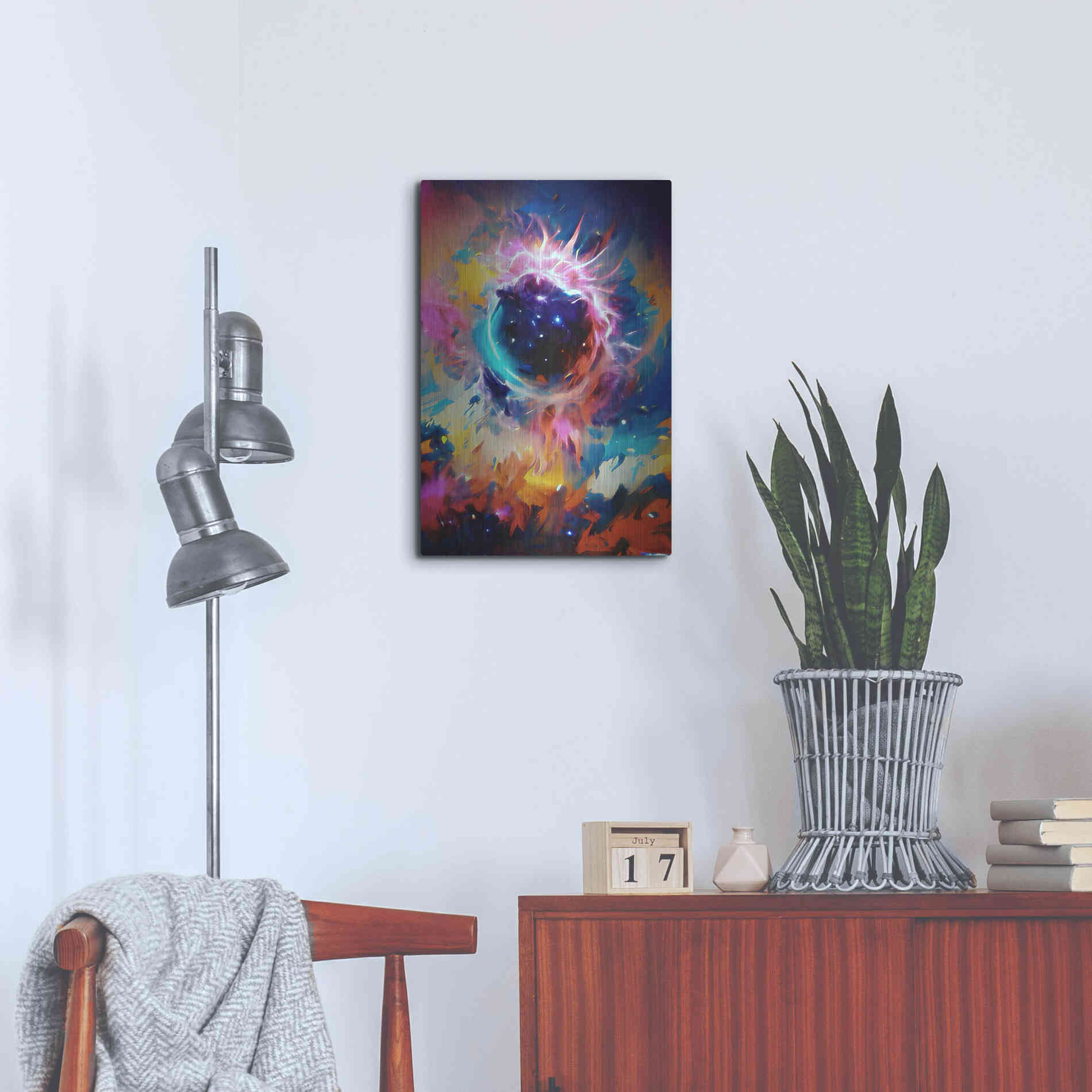 Luxe Metal Art 'Black Sun' by David Manlove, Metal Wall Art,16x24