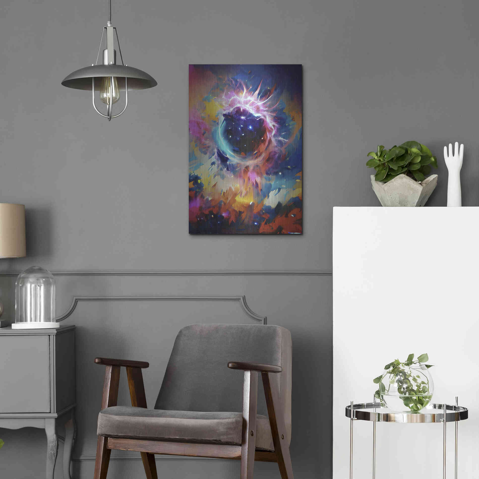 Luxe Metal Art 'Black Sun' by David Manlove, Metal Wall Art,16x24