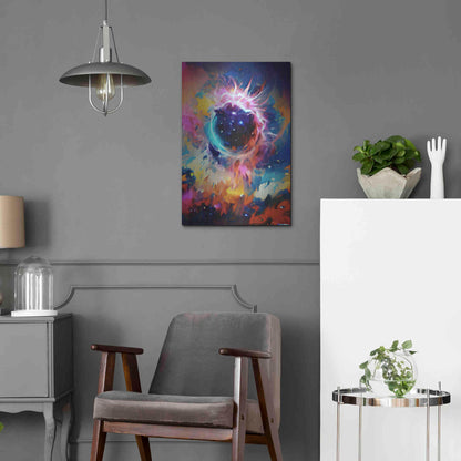 Luxe Metal Art 'Black Sun' by David Manlove, Metal Wall Art,16x24