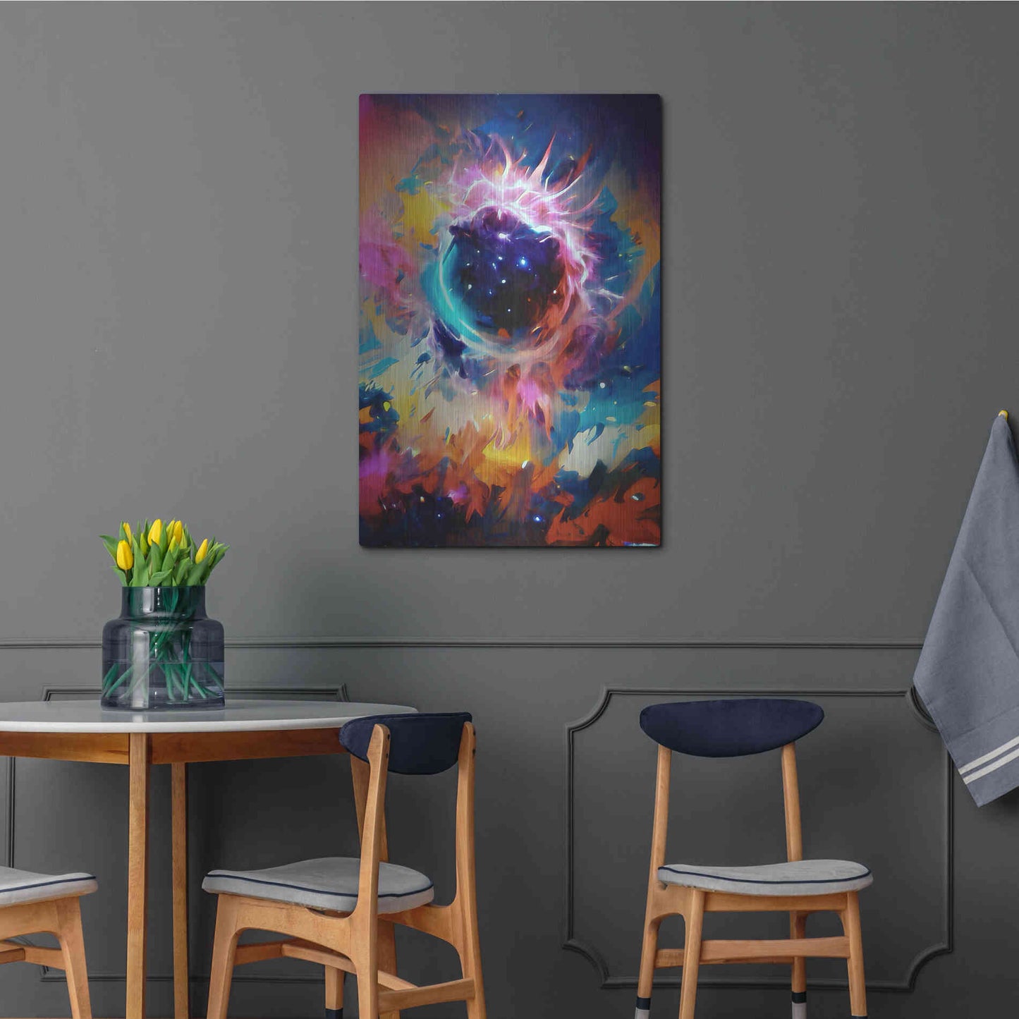 Luxe Metal Art 'Black Sun' by David Manlove, Metal Wall Art,24x36