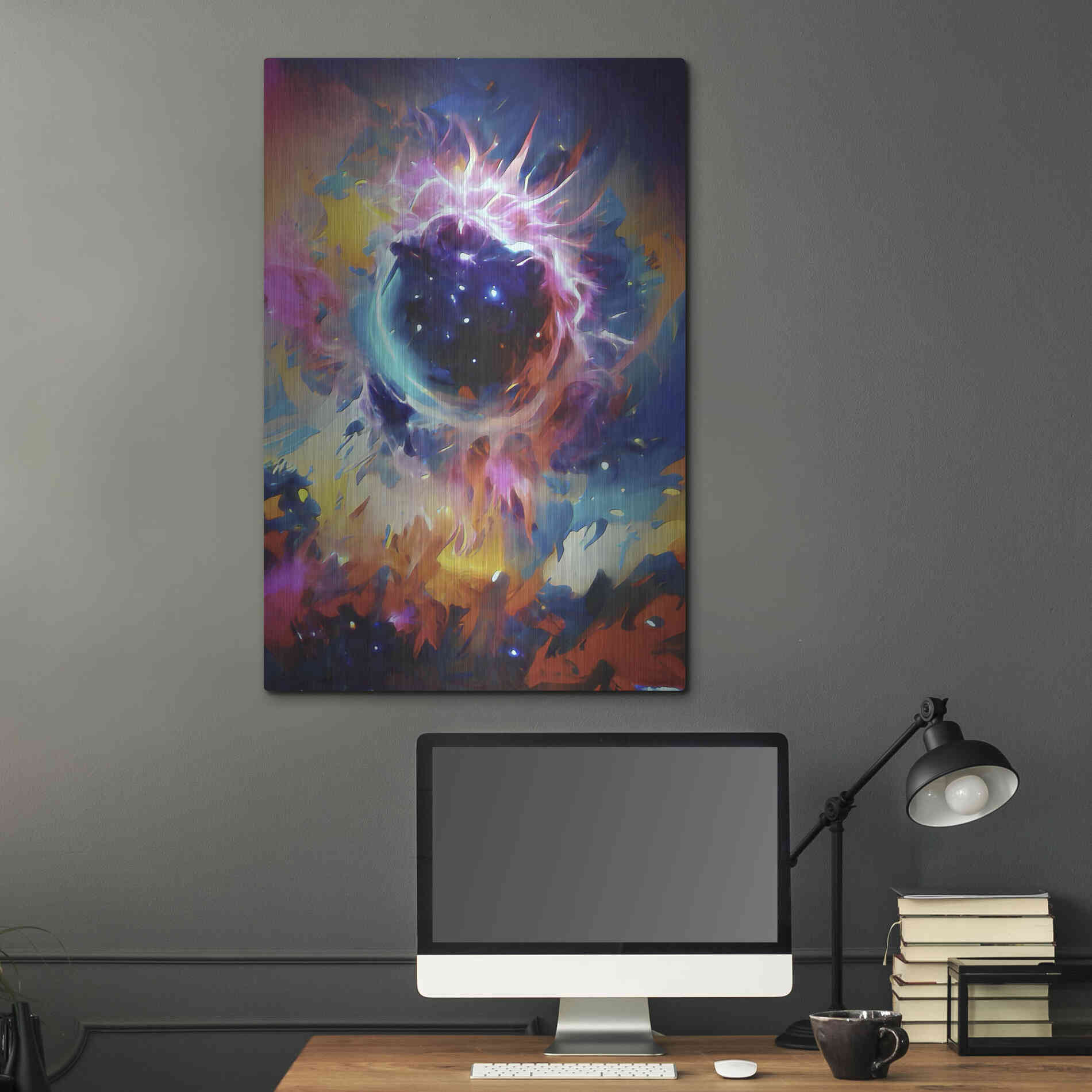 Luxe Metal Art 'Black Sun' by David Manlove, Metal Wall Art,24x36