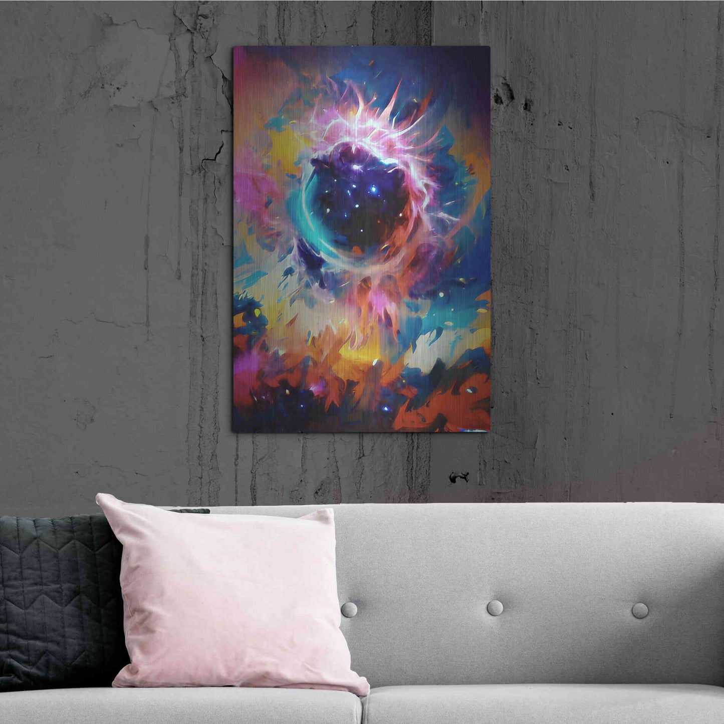 Luxe Metal Art 'Black Sun' by David Manlove, Metal Wall Art,24x36