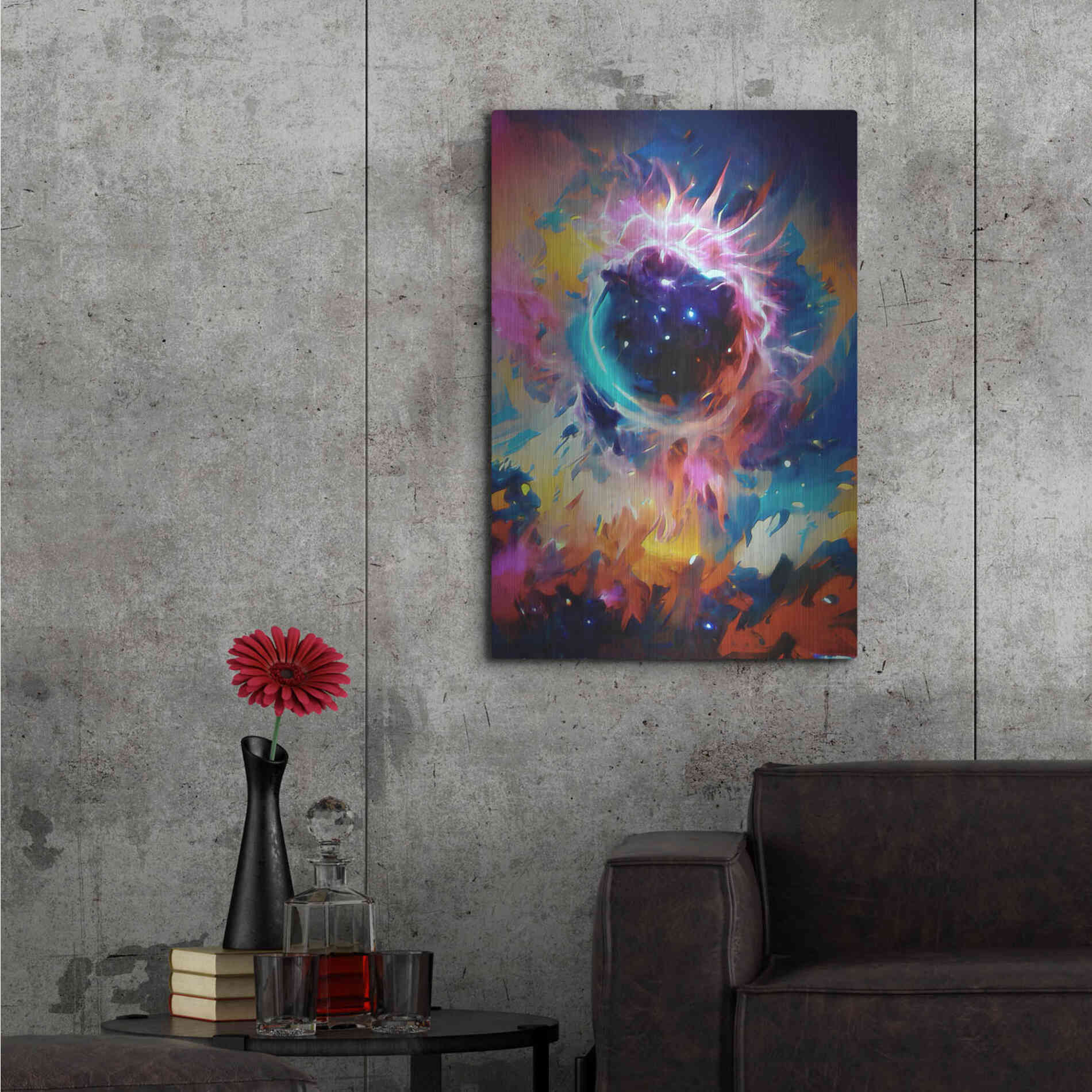Luxe Metal Art 'Black Sun' by David Manlove, Metal Wall Art,24x36