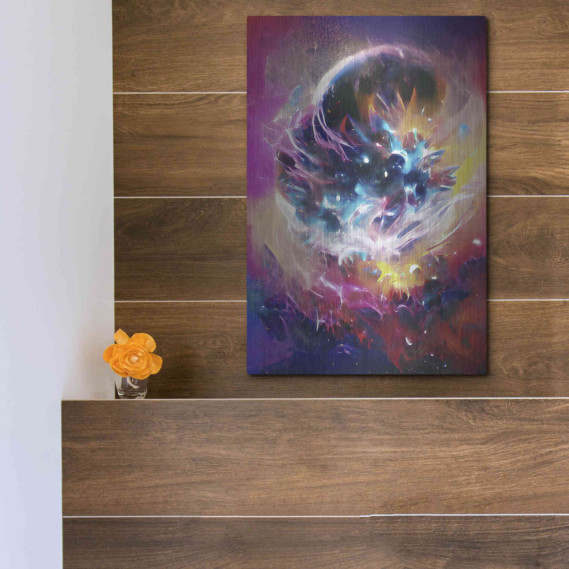 Luxe Metal Art 'The Merger' by David Manlove, Metal Wall Art,12x16