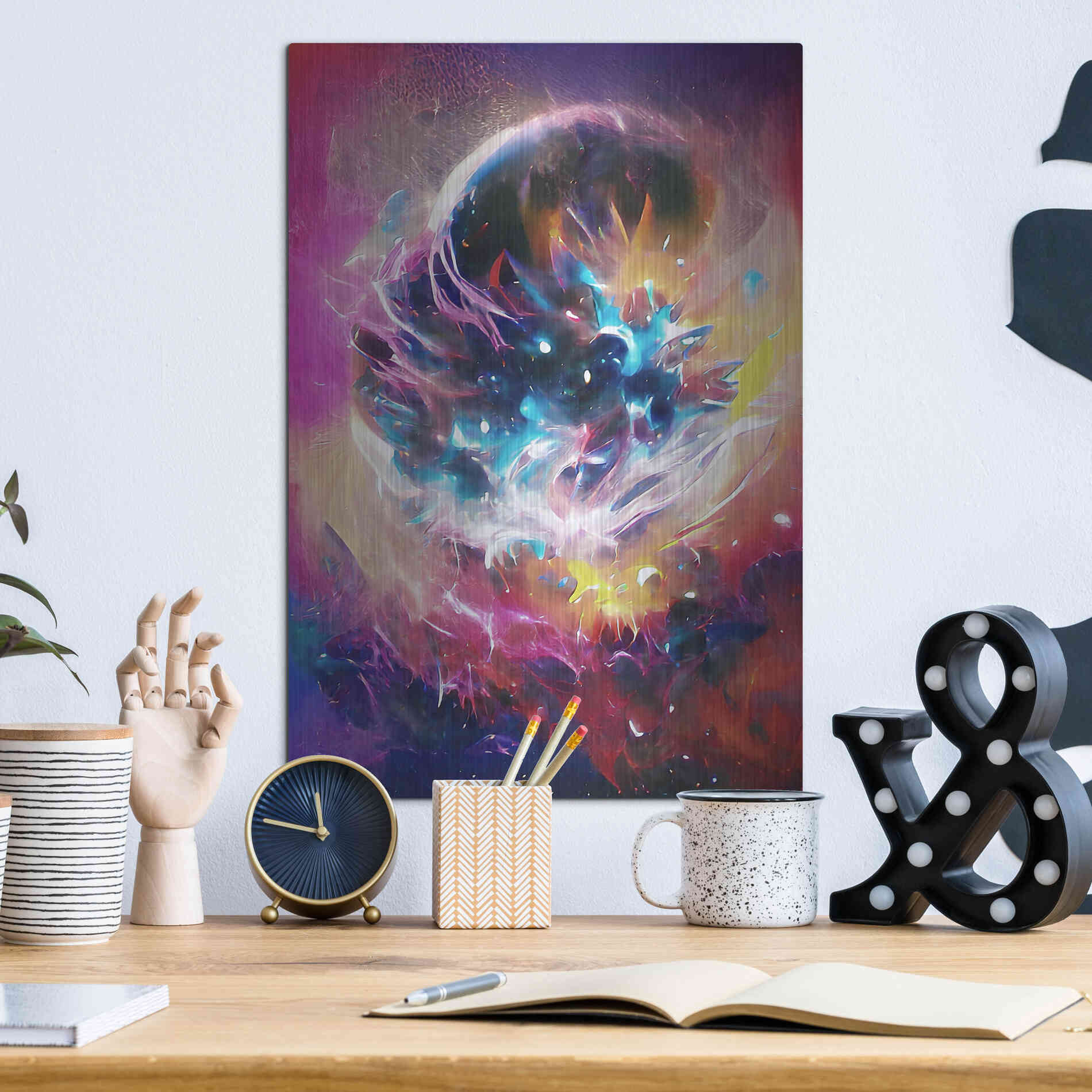 Luxe Metal Art 'The Merger' by David Manlove, Metal Wall Art,12x16