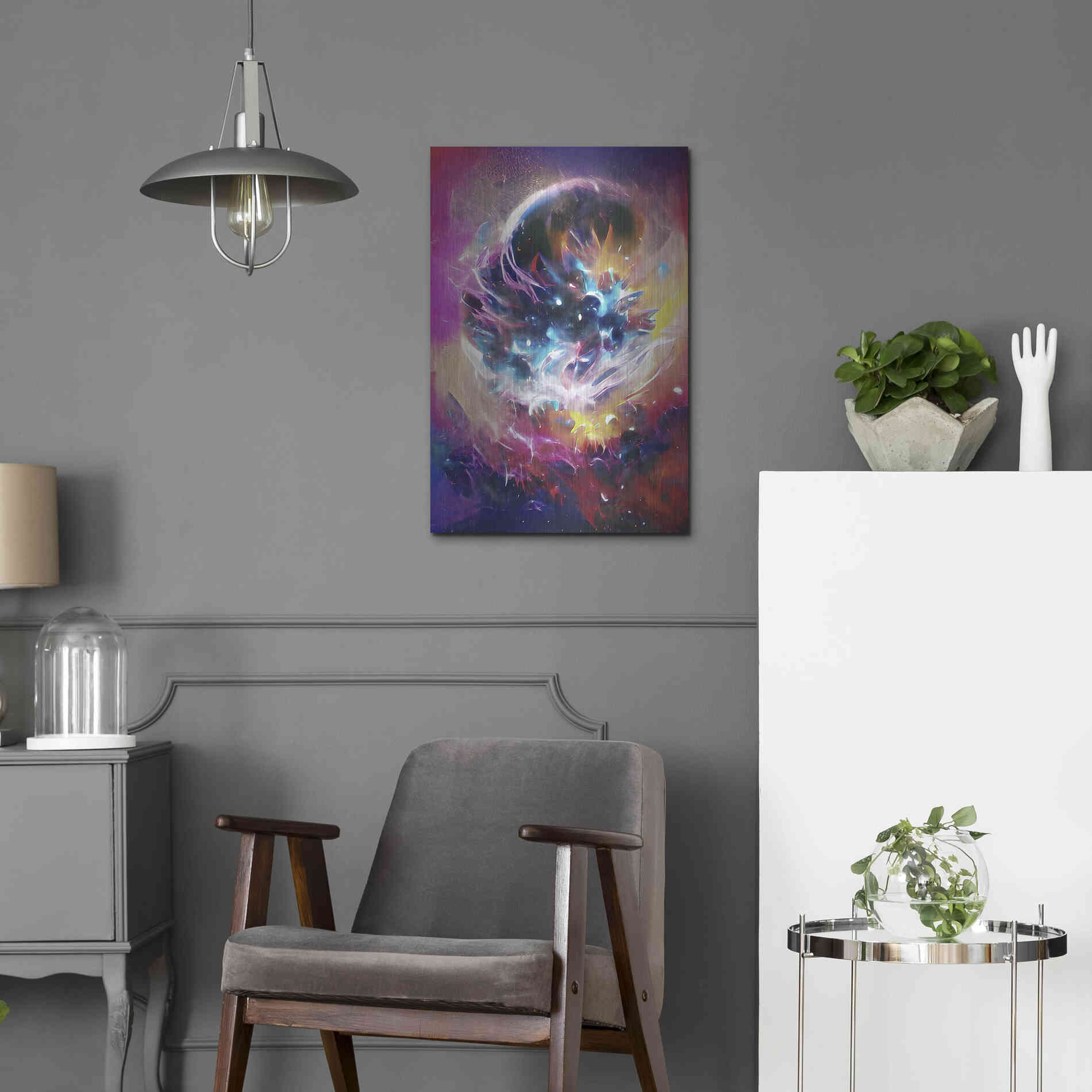 Luxe Metal Art 'The Merger' by David Manlove, Metal Wall Art,16x24