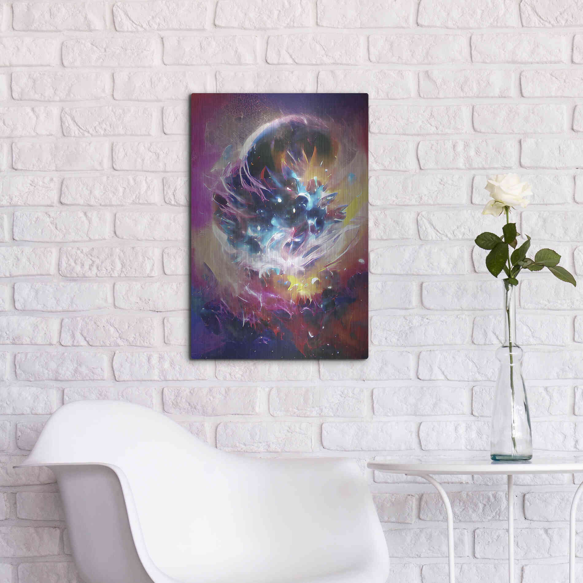 Luxe Metal Art 'The Merger' by David Manlove, Metal Wall Art,16x24