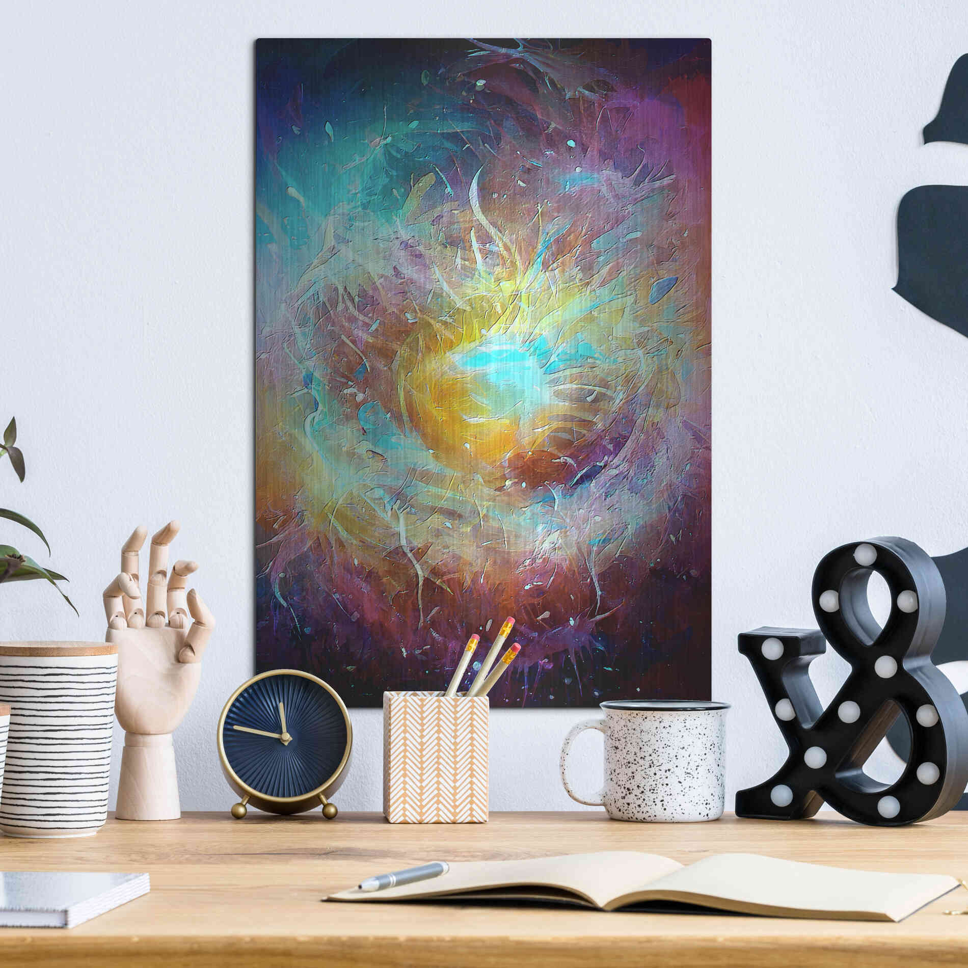 Luxe Metal Art 'Ai Astronomy 1' by David Manlove, Metal Wall Art,12x16
