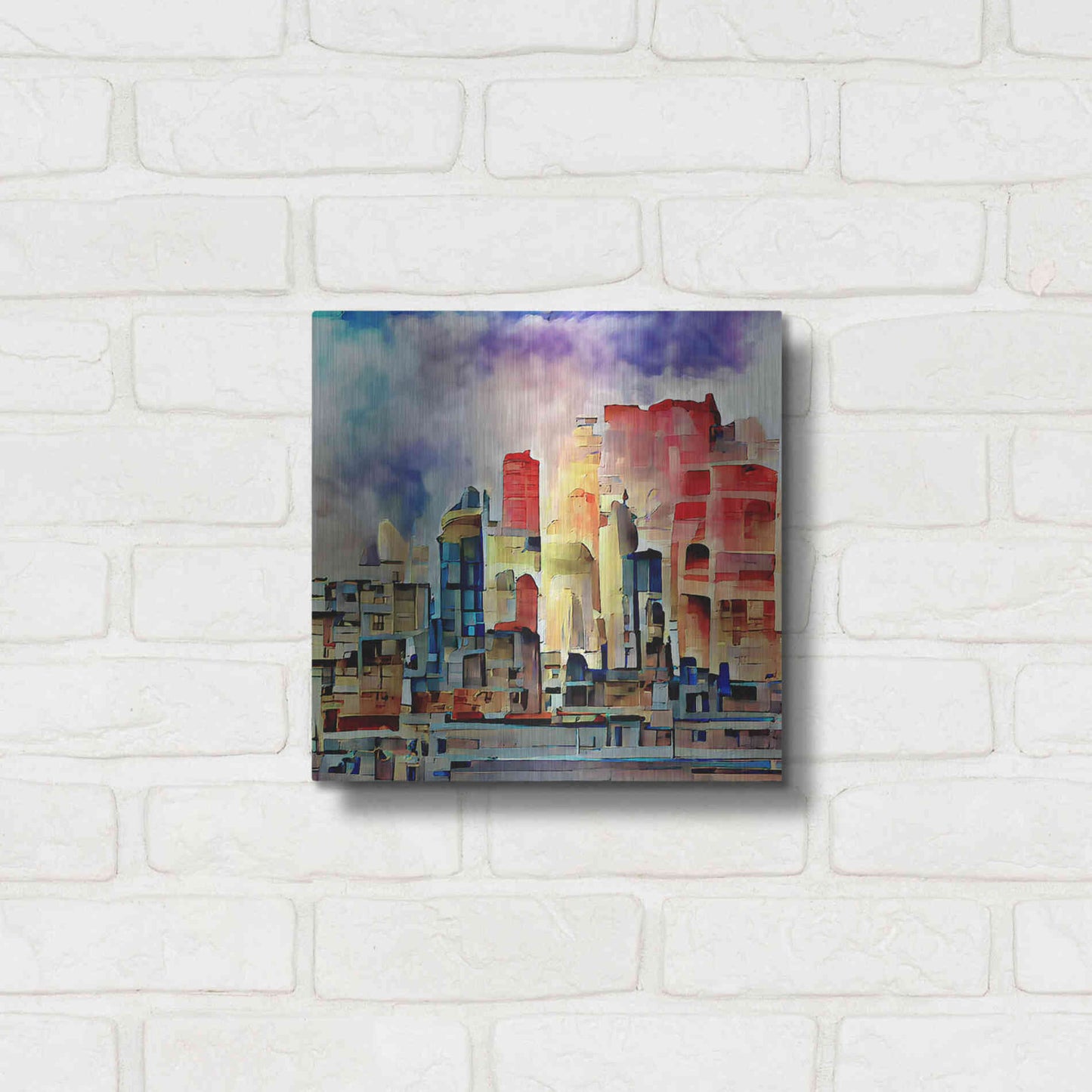 Luxe Metal Art 'Colorful Architecture 2' by David Manlove, Metal Wall Art,12x12