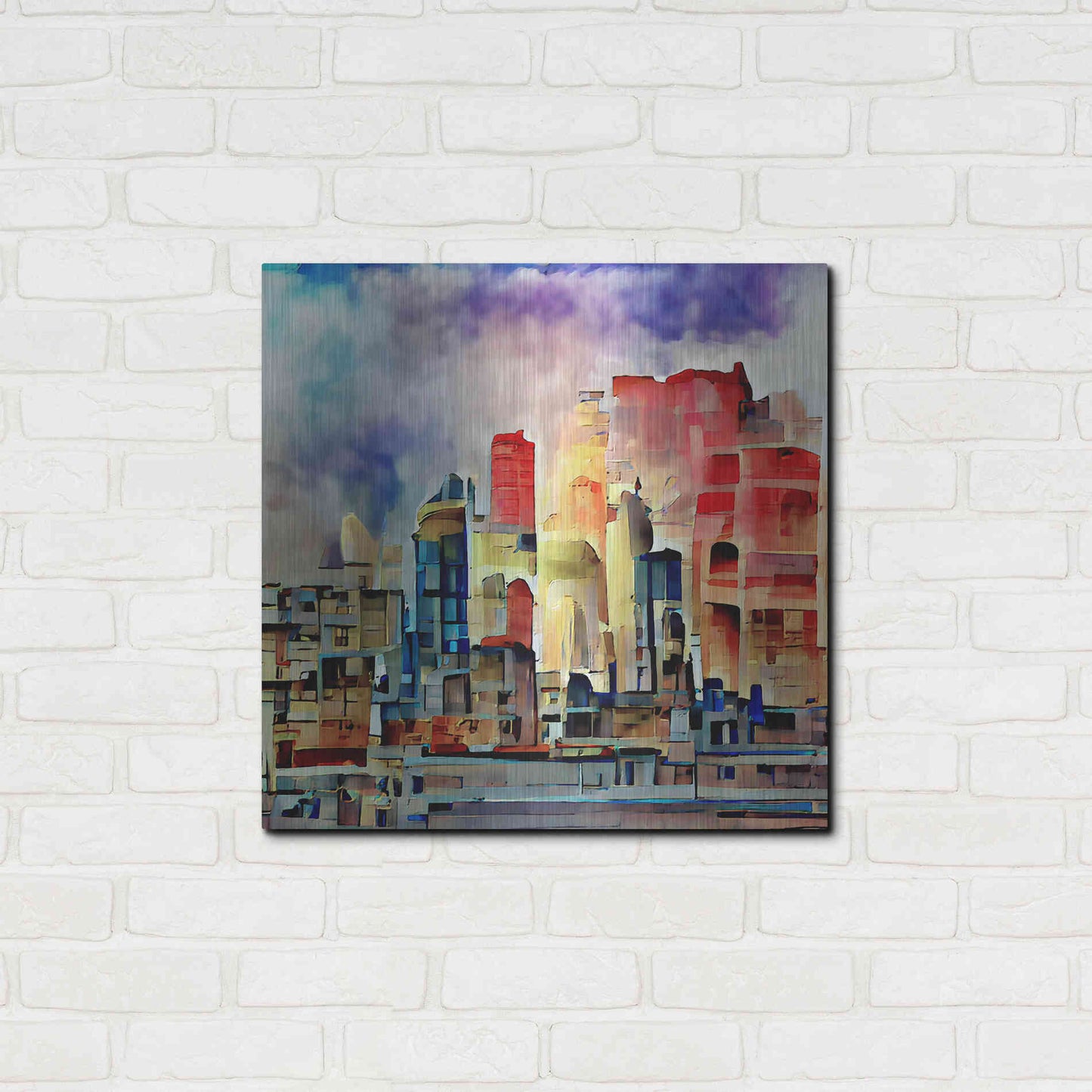 Luxe Metal Art 'Colorful Architecture 2' by David Manlove, Metal Wall Art,24x24