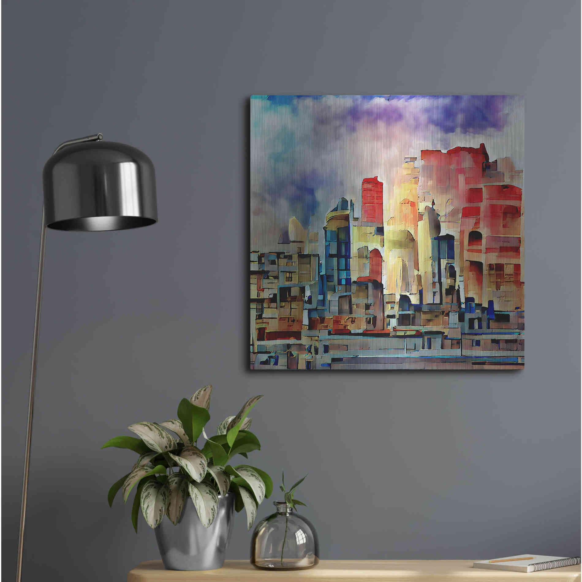 Luxe Metal Art 'Colorful Architecture 2' by David Manlove, Metal Wall Art,24x24