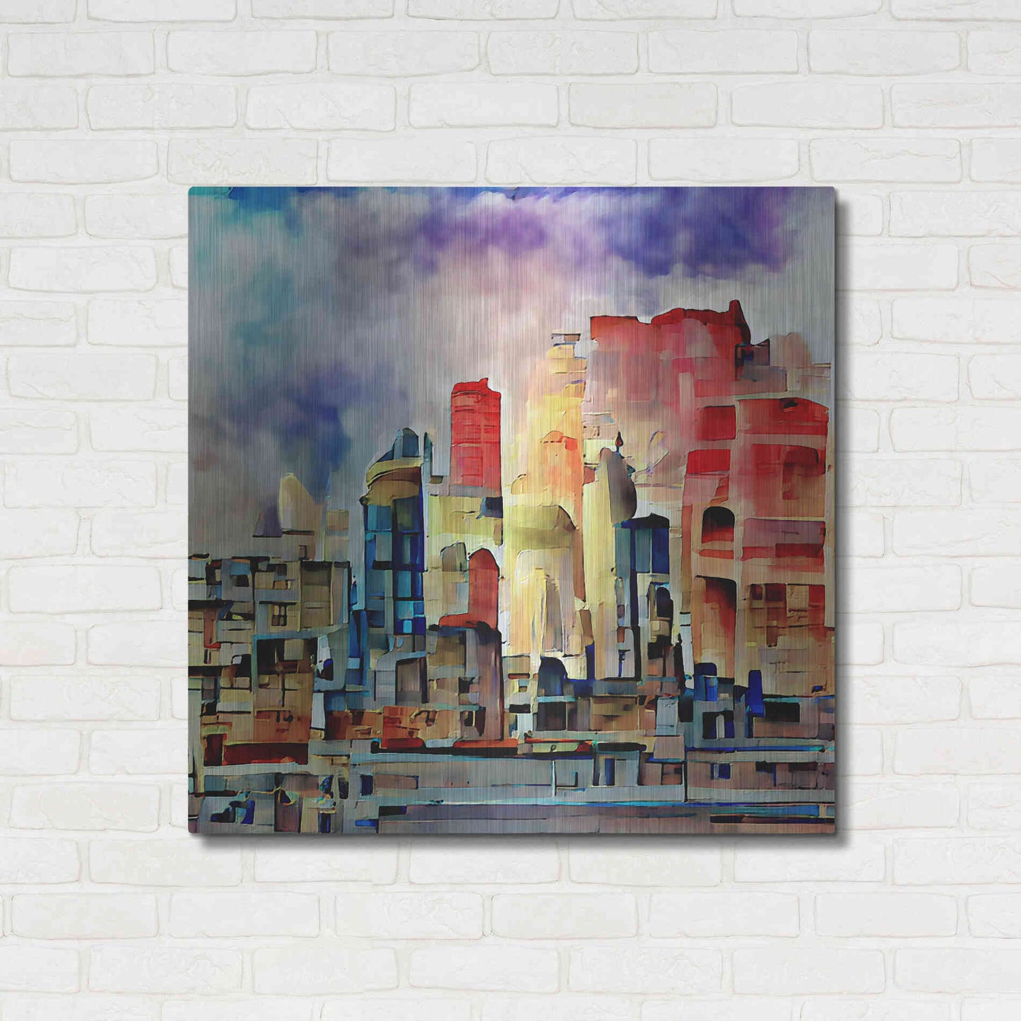 Luxe Metal Art 'Colorful Architecture 2' by David Manlove, Metal Wall Art,36x36