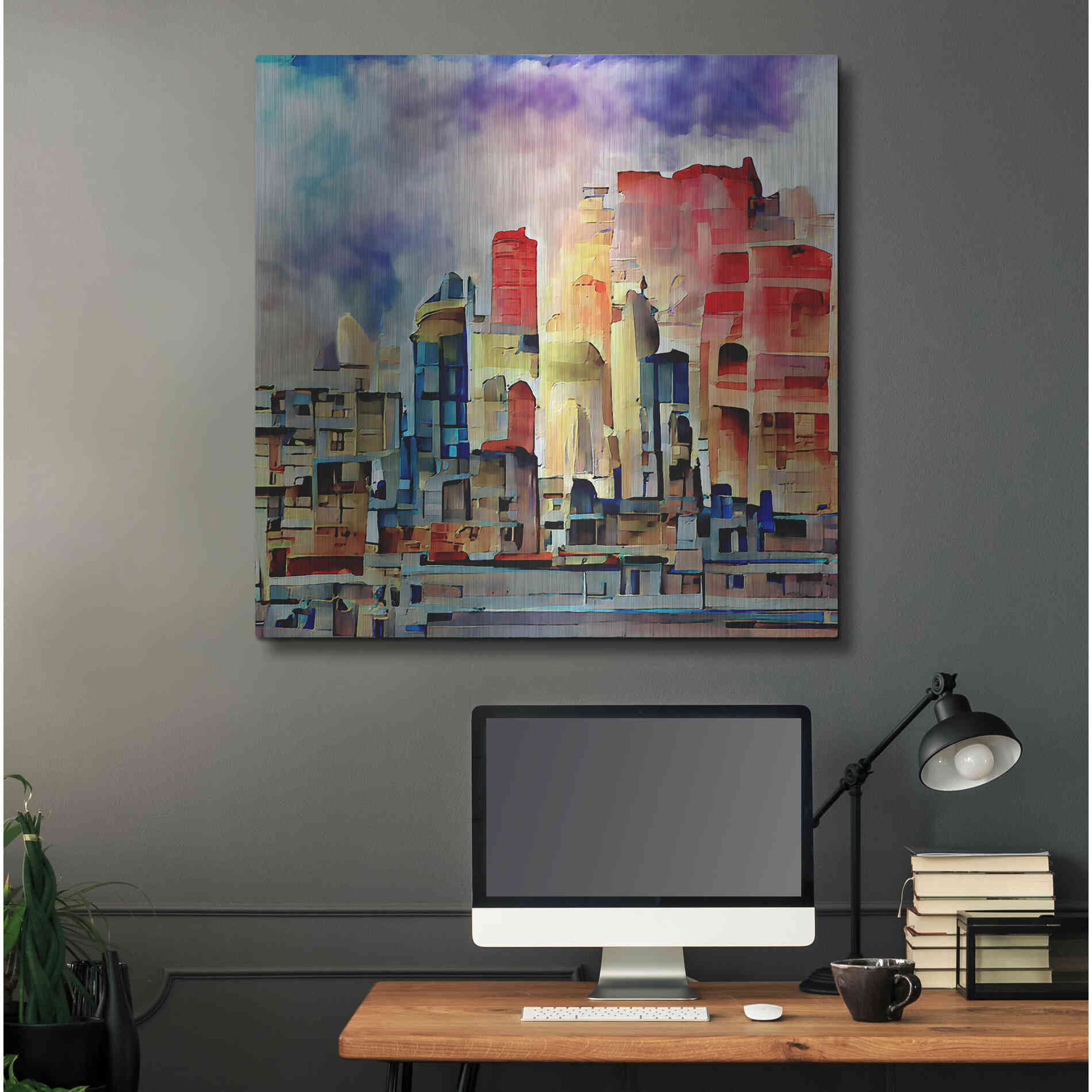 Luxe Metal Art 'Colorful Architecture 2' by David Manlove, Metal Wall Art,36x36