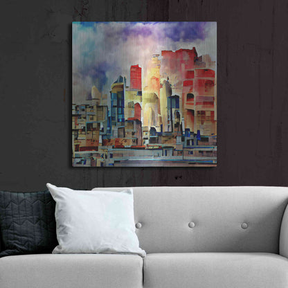 Luxe Metal Art 'Colorful Architecture 2' by David Manlove, Metal Wall Art,36x36