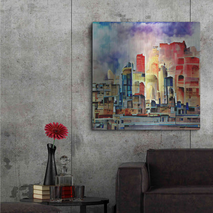 Luxe Metal Art 'Colorful Architecture 2' by David Manlove, Metal Wall Art,36x36