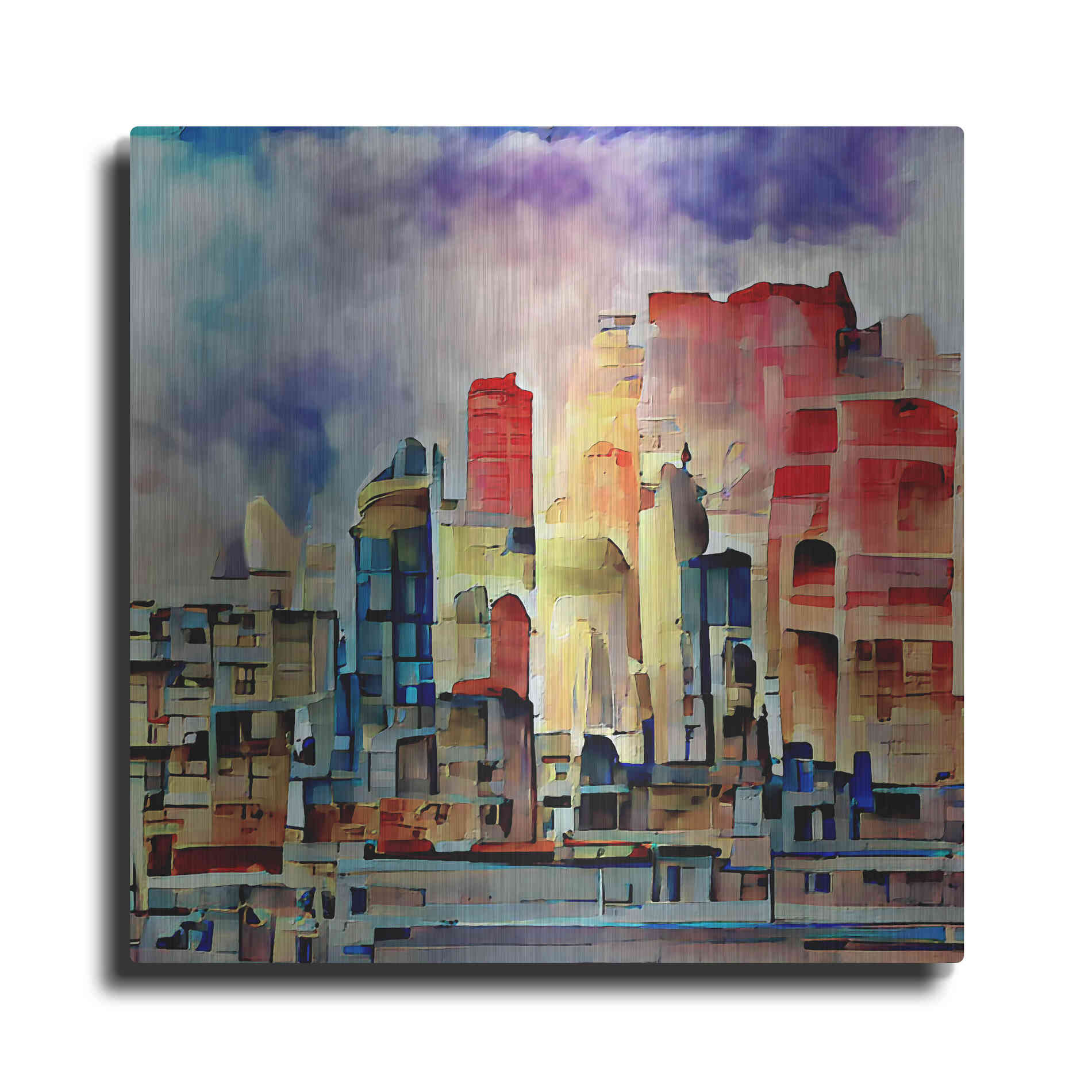 Luxe Metal Art 'Colorful Architecture 2' by David Manlove, Metal Wall Art