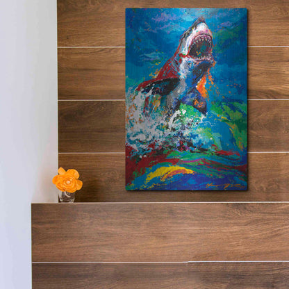 Luxe Metal Art 'The Lawyer Breeching Great White Shark' by Jace D McTier, Metal Wall Art,12x16