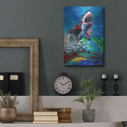 Luxe Metal Art 'The Lawyer Breeching Great White Shark' by Jace D McTier, Metal Wall Art,12x16