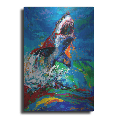 Luxe Metal Art 'The Lawyer Breeching Great White Shark' by Jace D McTier, Metal Wall Art