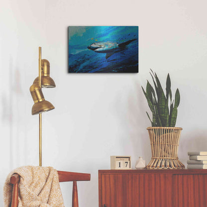 Luxe Metal Art 'The Mighty Bull Shark' by Jace D McTier, Metal Wall Art,24x16