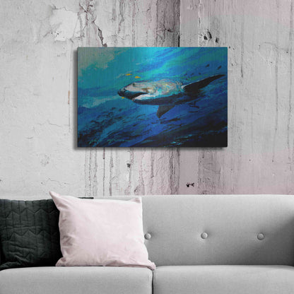 Luxe Metal Art 'The Mighty Bull Shark' by Jace D McTier, Metal Wall Art,36x24
