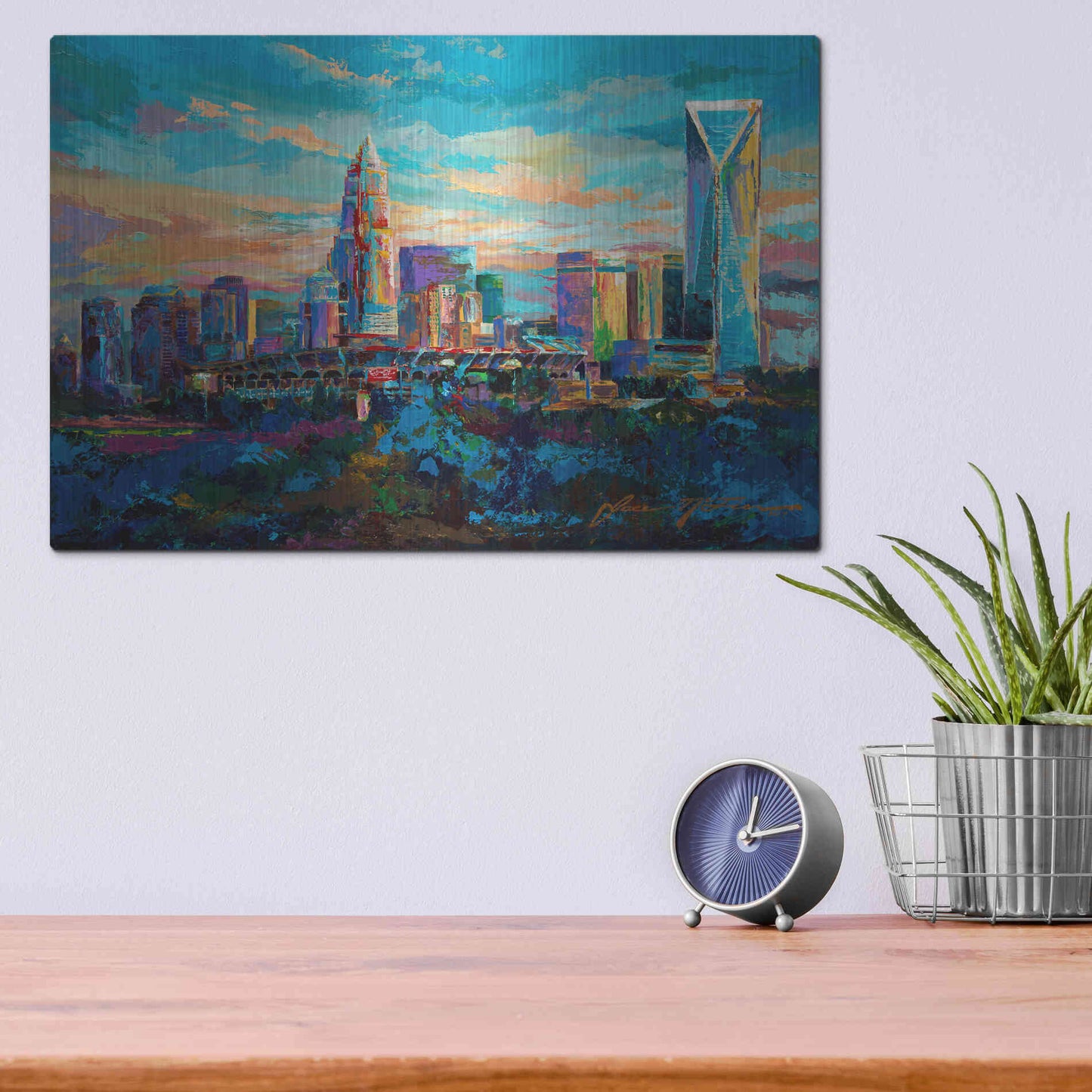 Luxe Metal Art 'The Queen City Charlotte North Carolina' by Jace D McTier, Metal Wall Art,16x12