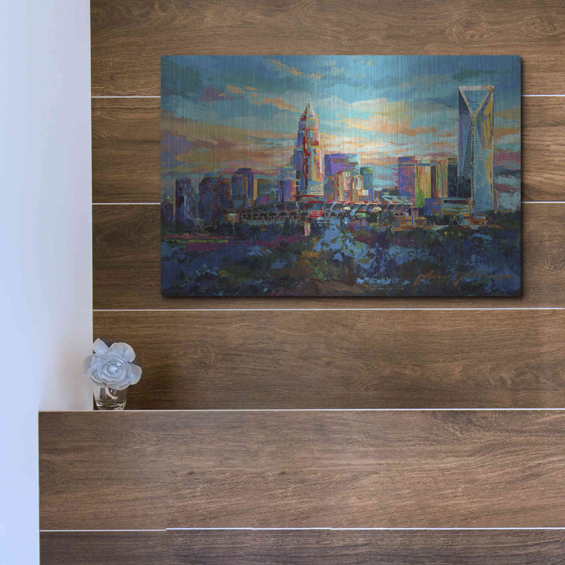 Luxe Metal Art 'The Queen City Charlotte North Carolina' by Jace D McTier, Metal Wall Art,16x12