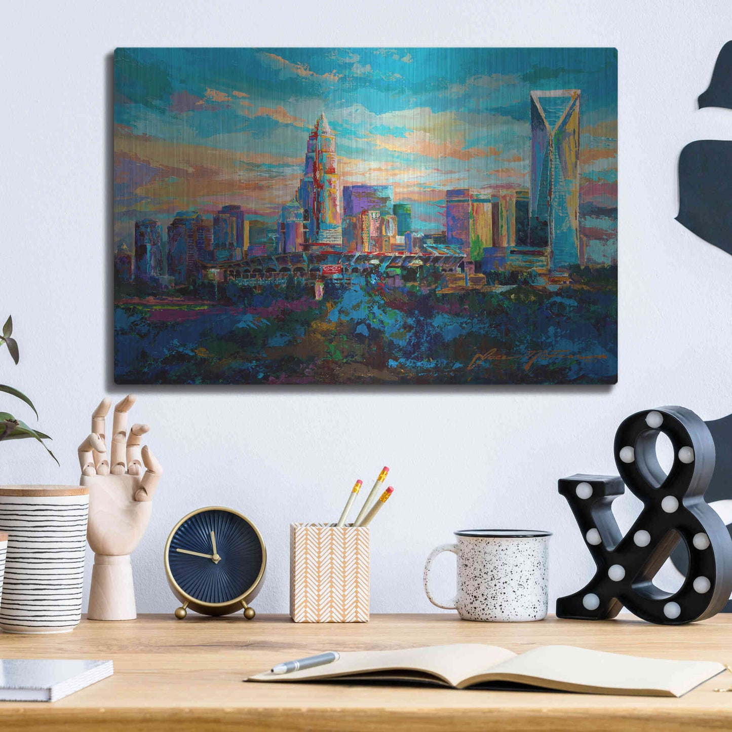 Luxe Metal Art 'The Queen City Charlotte North Carolina' by Jace D McTier, Metal Wall Art,16x12