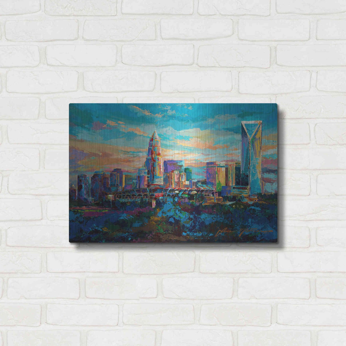 Luxe Metal Art 'The Queen City Charlotte North Carolina' by Jace D McTier, Metal Wall Art,24x16