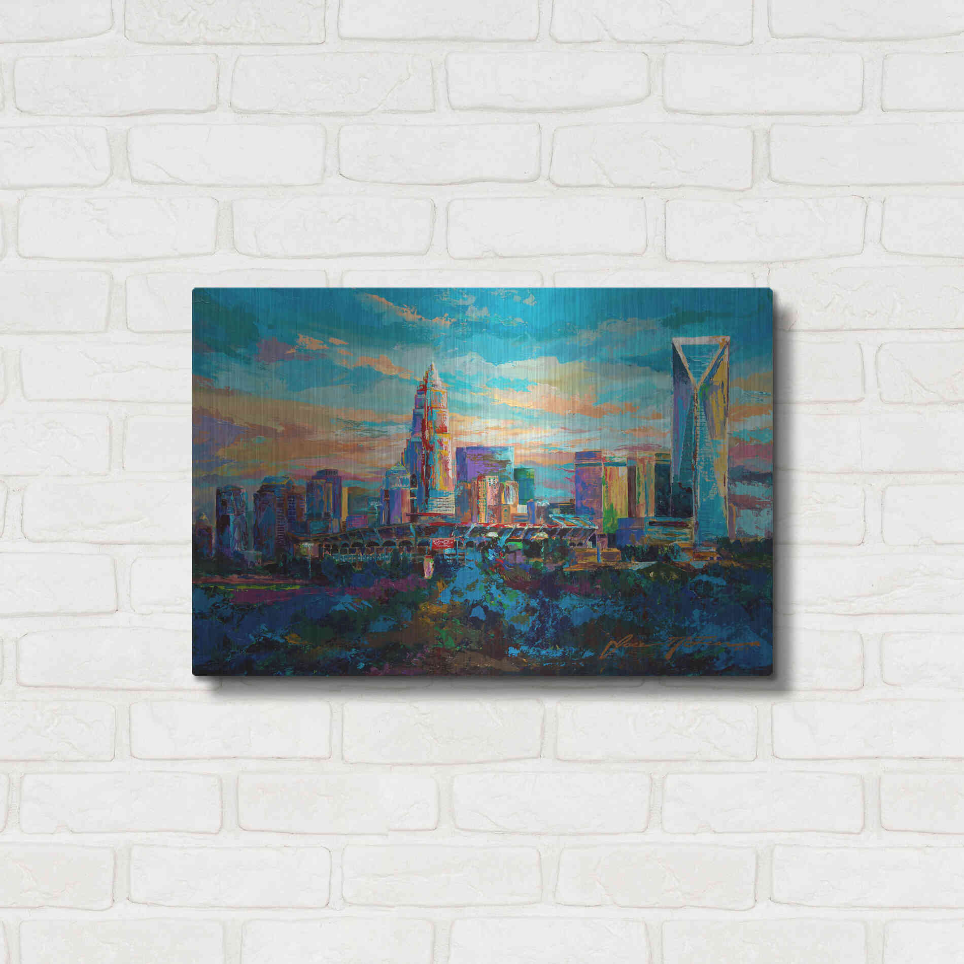 Luxe Metal Art 'The Queen City Charlotte North Carolina' by Jace D McTier, Metal Wall Art,24x16