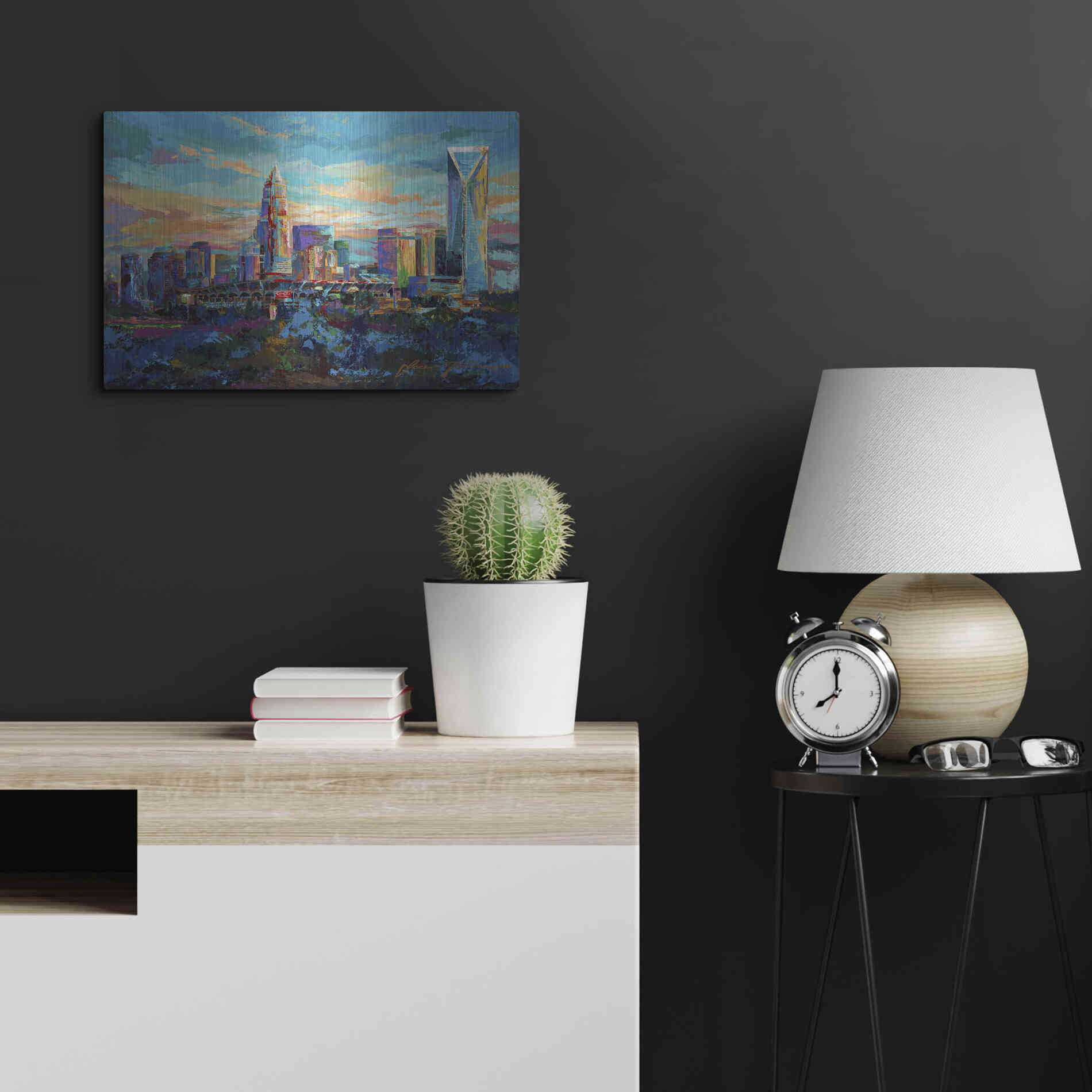 Luxe Metal Art 'The Queen City Charlotte North Carolina' by Jace D McTier, Metal Wall Art,24x16