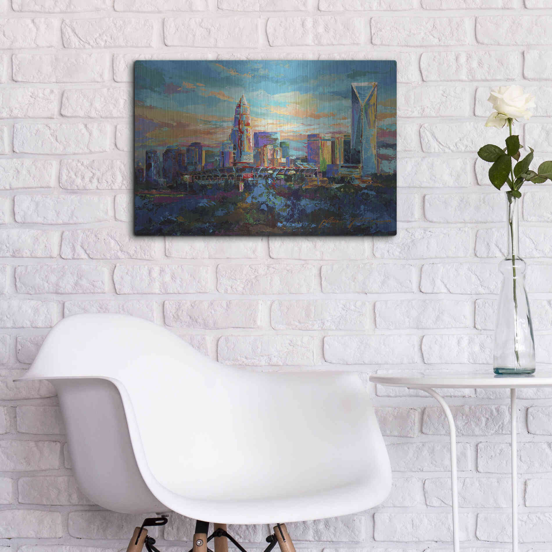 Luxe Metal Art 'The Queen City Charlotte North Carolina' by Jace D McTier, Metal Wall Art,24x16