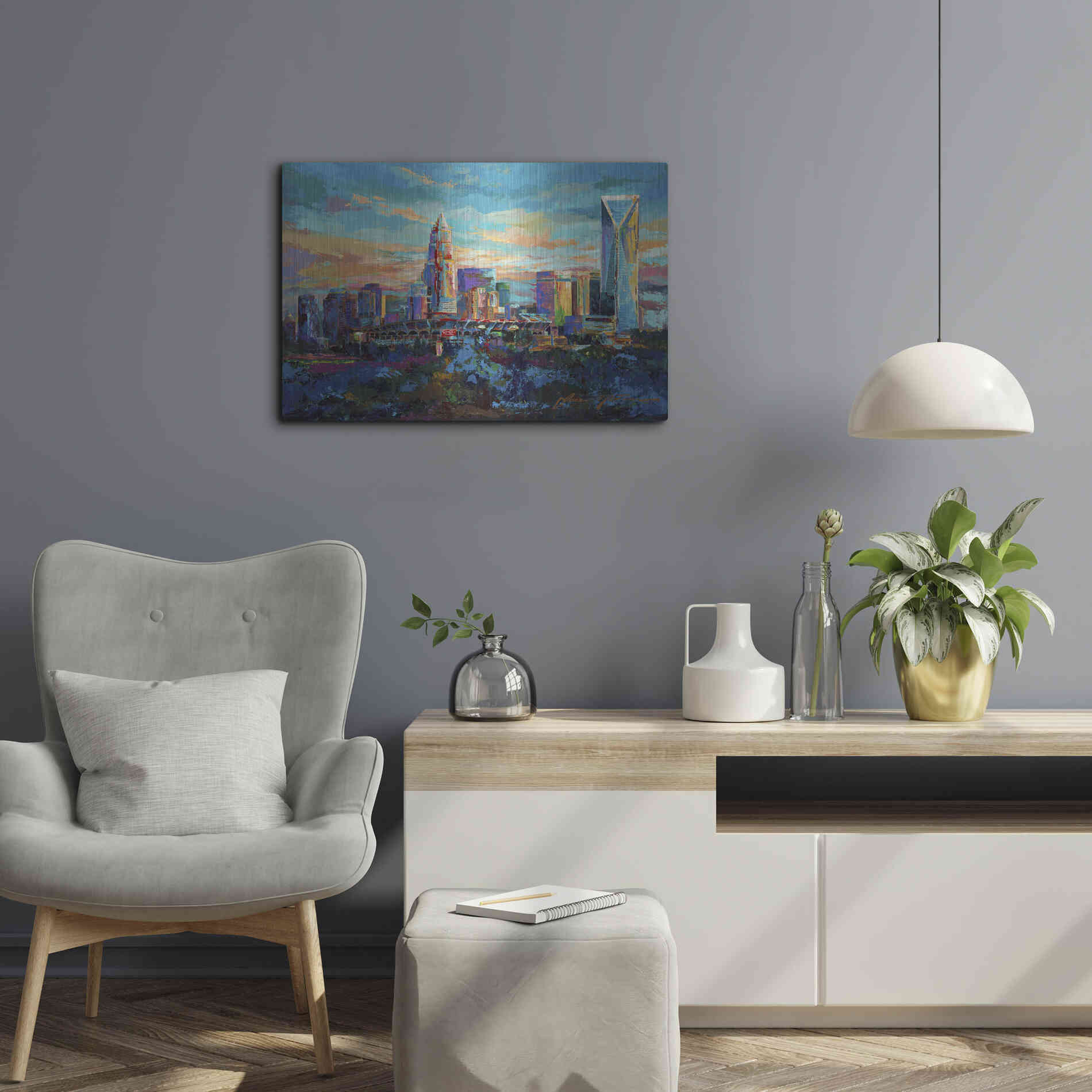 Luxe Metal Art 'The Queen City Charlotte North Carolina' by Jace D McTier, Metal Wall Art,24x16