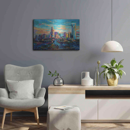 Luxe Metal Art 'The Queen City Charlotte North Carolina' by Jace D McTier, Metal Wall Art,24x16
