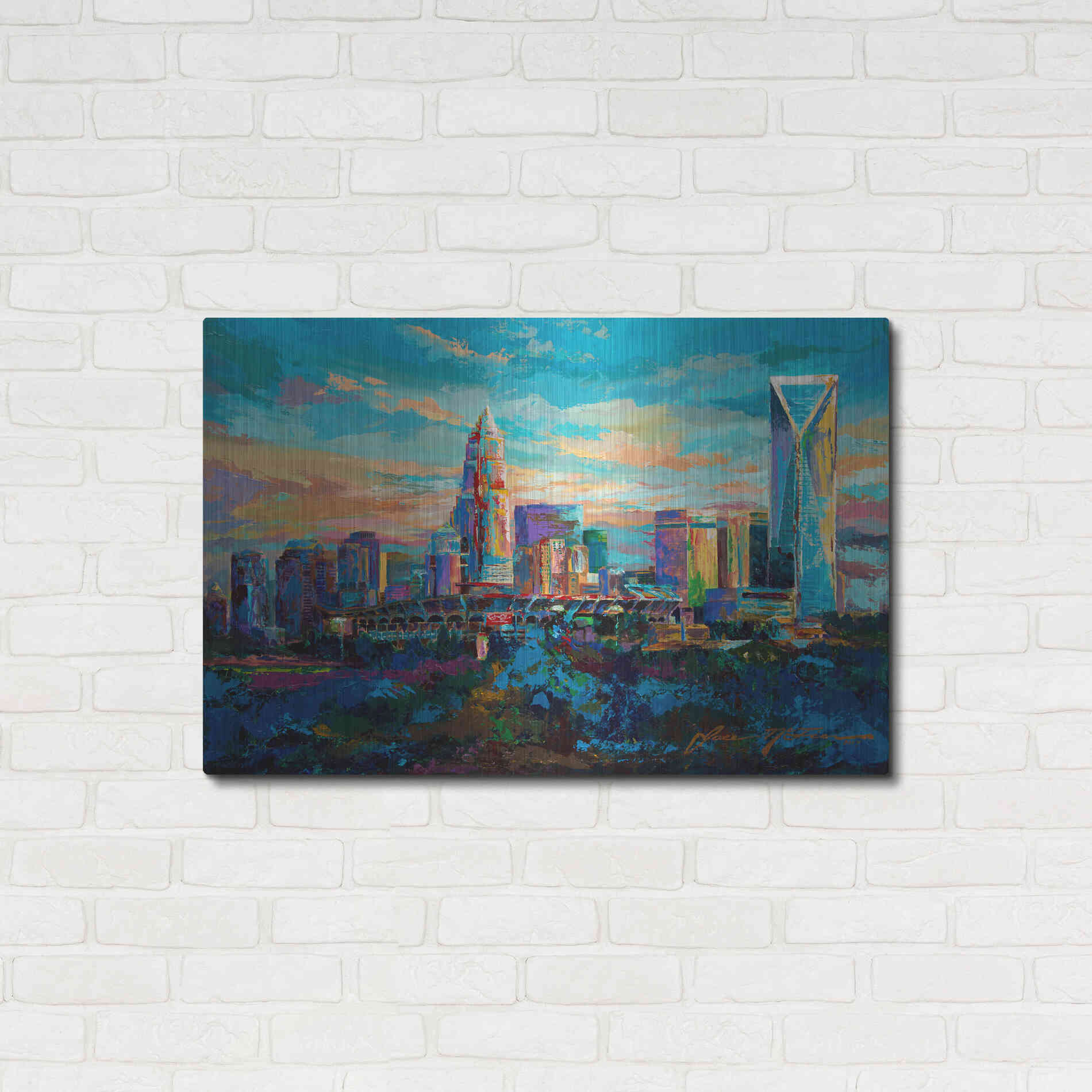Luxe Metal Art 'The Queen City Charlotte North Carolina' by Jace D McTier, Metal Wall Art,36x24