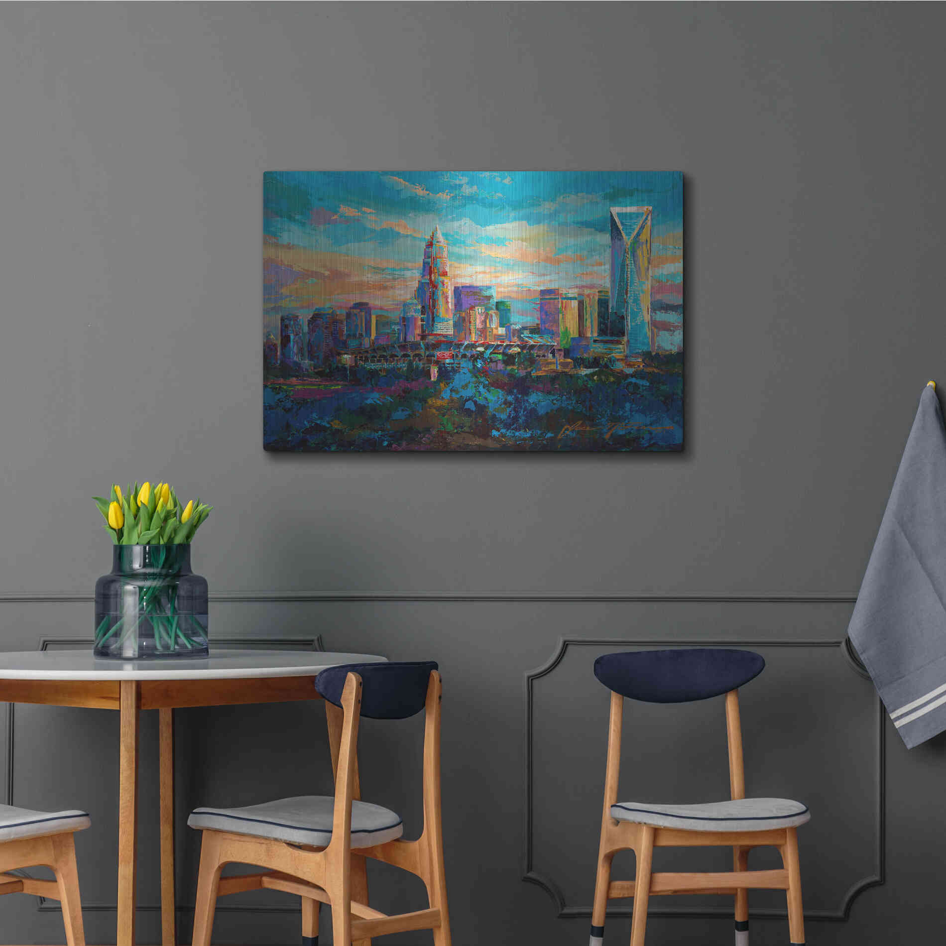Luxe Metal Art 'The Queen City Charlotte North Carolina' by Jace D McTier, Metal Wall Art,36x24