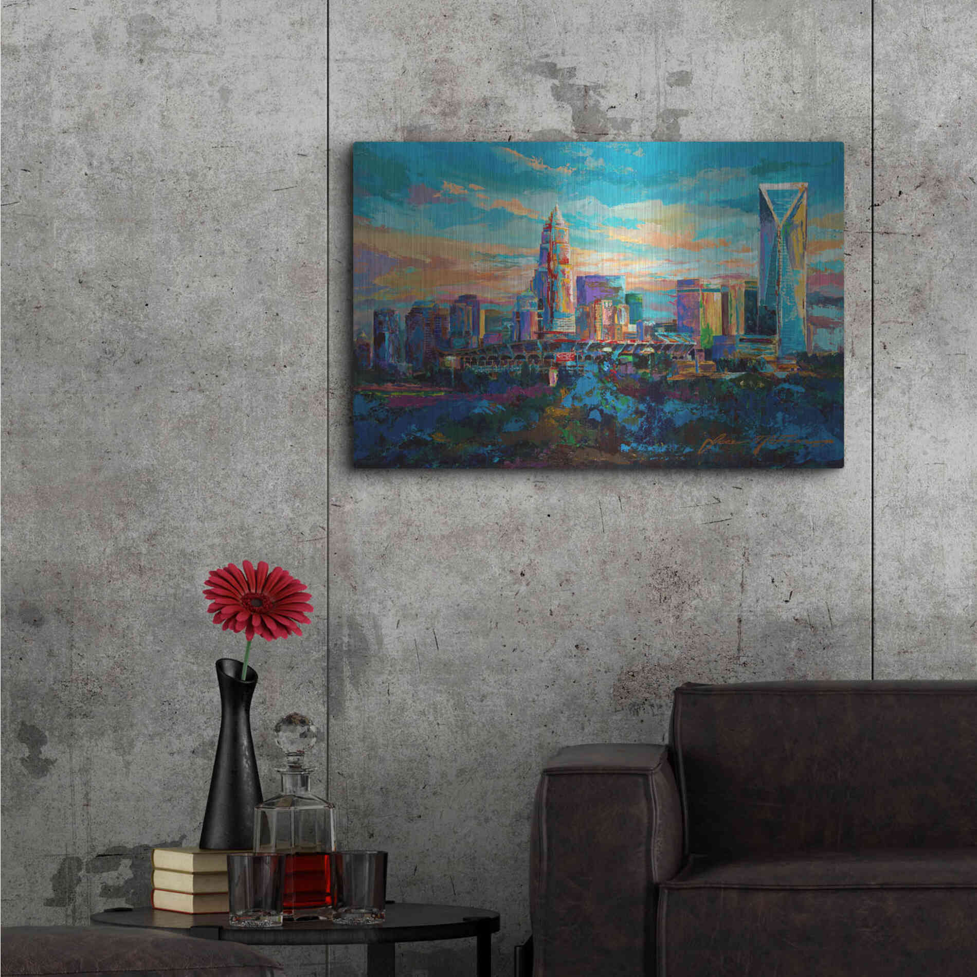 Luxe Metal Art 'The Queen City Charlotte North Carolina' by Jace D McTier, Metal Wall Art,36x24