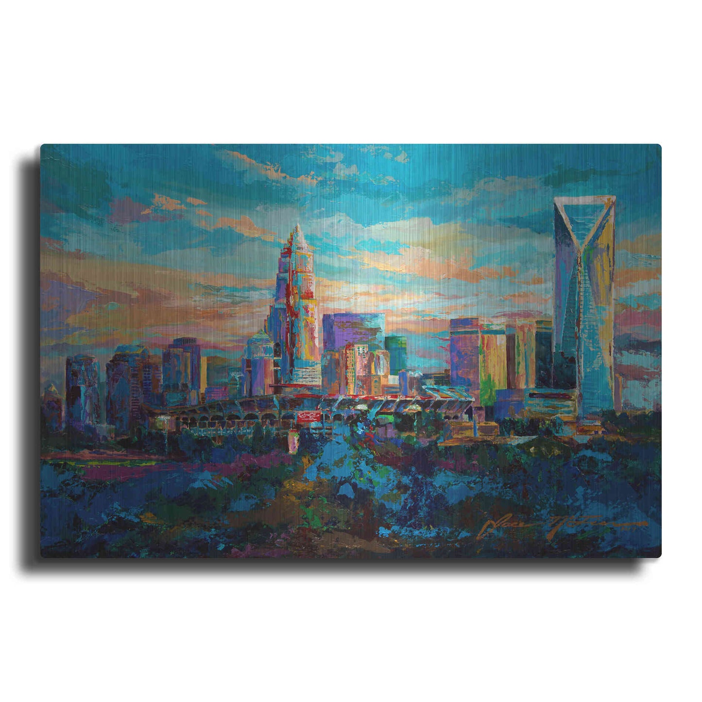 Luxe Metal Art 'The Queen City Charlotte North Carolina' by Jace D McTier, Metal Wall Art