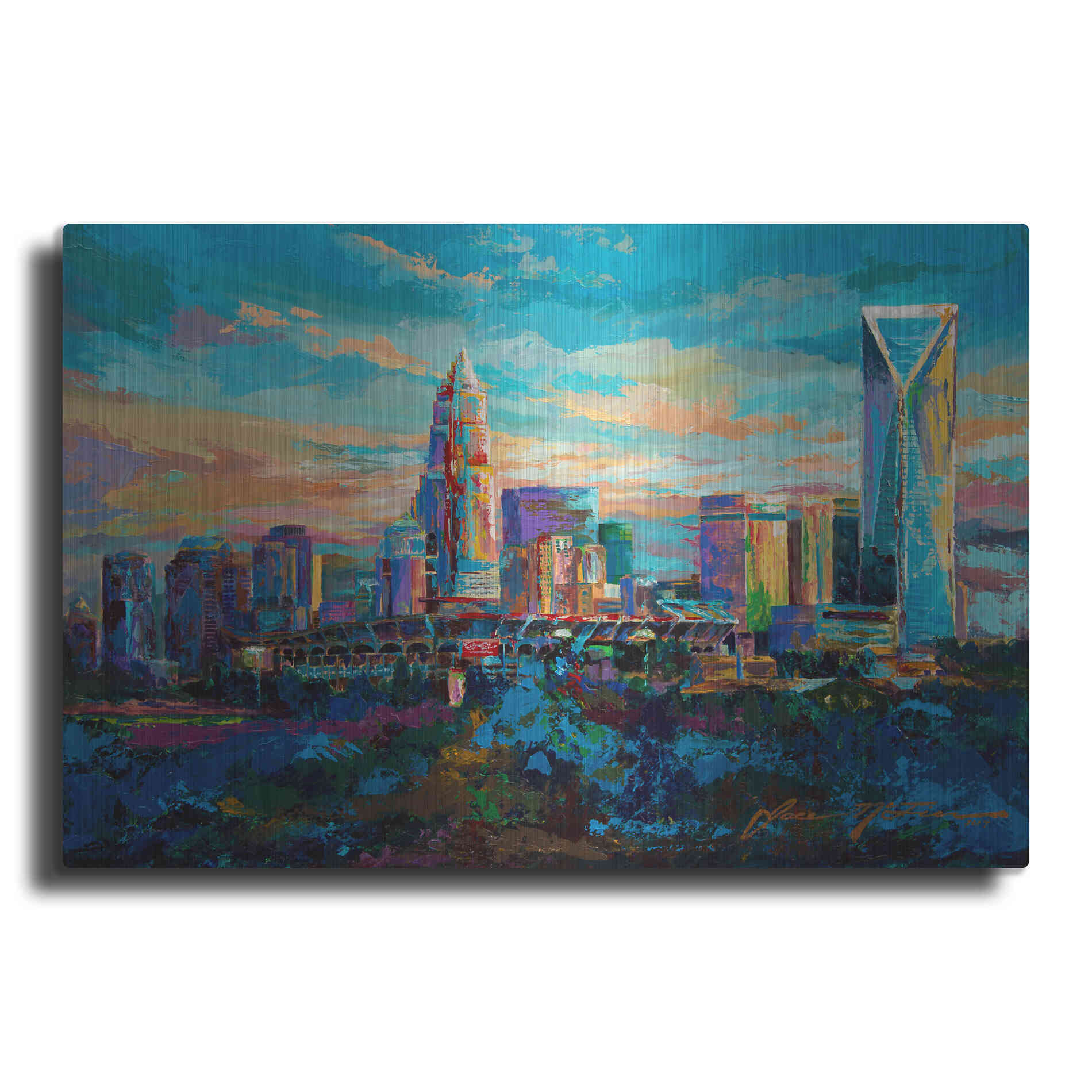Luxe Metal Art 'The Queen City Charlotte North Carolina' by Jace D McTier, Metal Wall Art