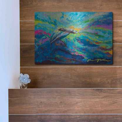 Luxe Metal Art 'After Dinner Swim Hammer Head Shark' by Jace D McTier, Metal Wall Art,16x12