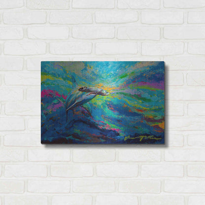 Luxe Metal Art 'After Dinner Swim Hammer Head Shark' by Jace D McTier, Metal Wall Art,24x16