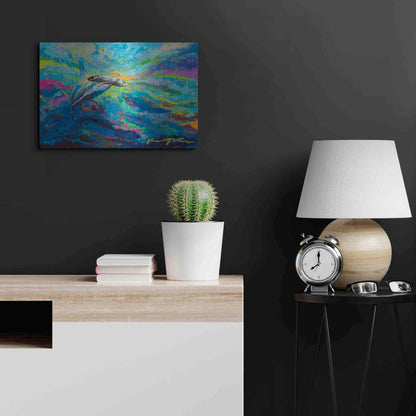 Luxe Metal Art 'After Dinner Swim Hammer Head Shark' by Jace D McTier, Metal Wall Art,24x16
