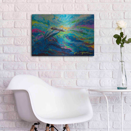 Luxe Metal Art 'After Dinner Swim Hammer Head Shark' by Jace D McTier, Metal Wall Art,24x16