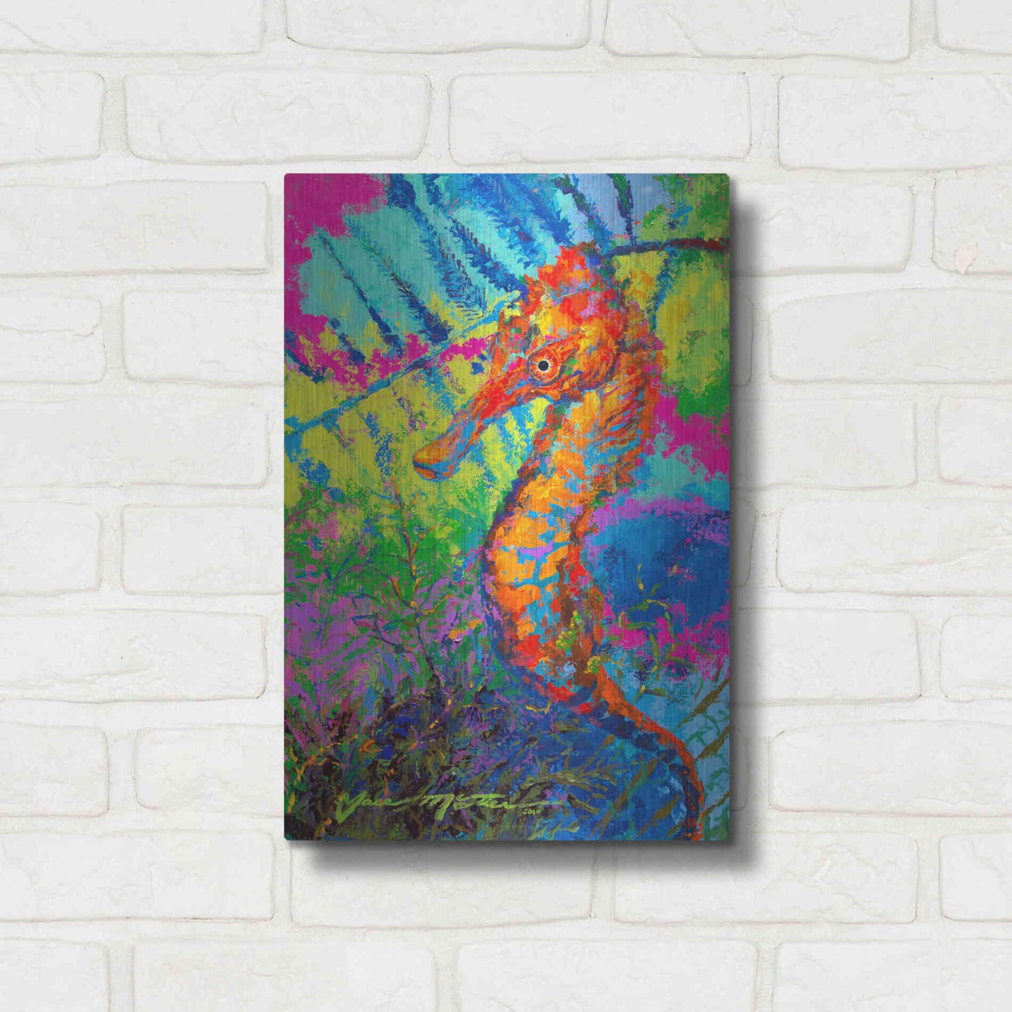 Luxe Metal Art 'Miniature Majesty of the Ocean Orange Caribbe' by Jace D McTier, Metal Wall Art,12x16